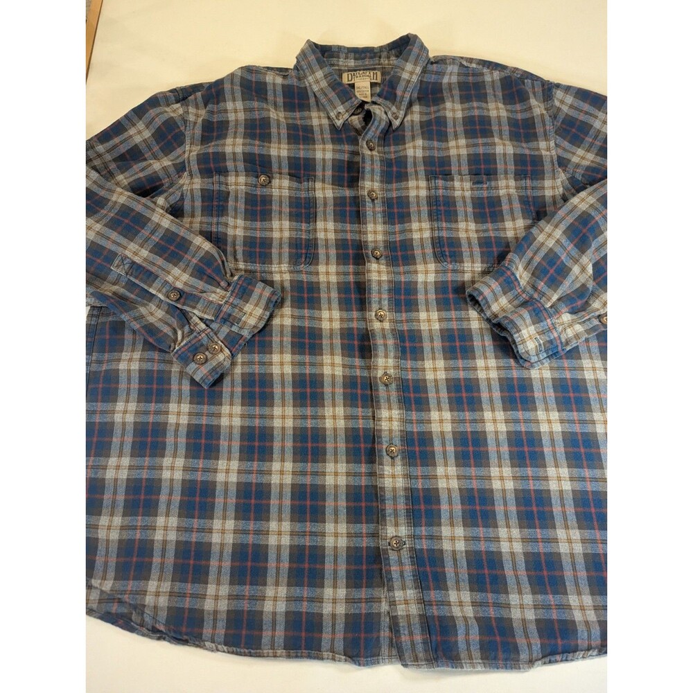 Duluth Trading Co Mens 3XLT Flannel Shirt Long Sleeve Plaid Tall Heavyweight